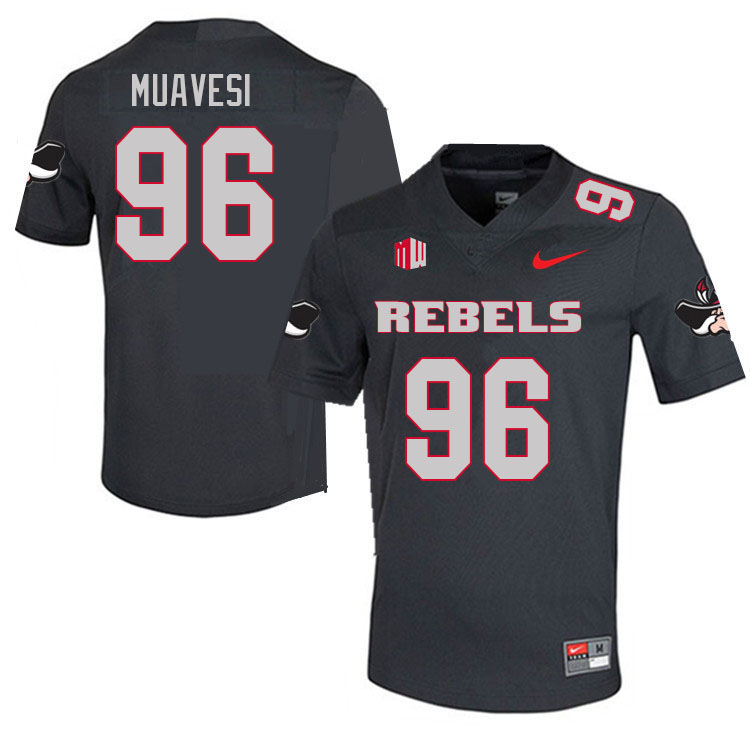 Men #96 Waisale Muavesi UNLV Rebels College Football Jerseys Sale-Charcoal - Click Image to Close